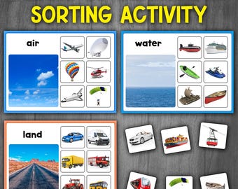 Transportmittel-Sortieraktivität | Sortieren von Fahrzeugen nach Wasser, Land, Luft | Transportaktivität