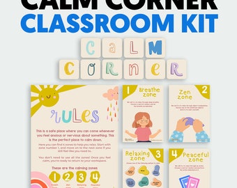 Zestaw Calm Corner, Calm Corner Space dla dzieci, Calming Corner, Calming Corner dla dzieci, Calm Corner dla dzieci, Calm Corner Plakaty, Calm Corner