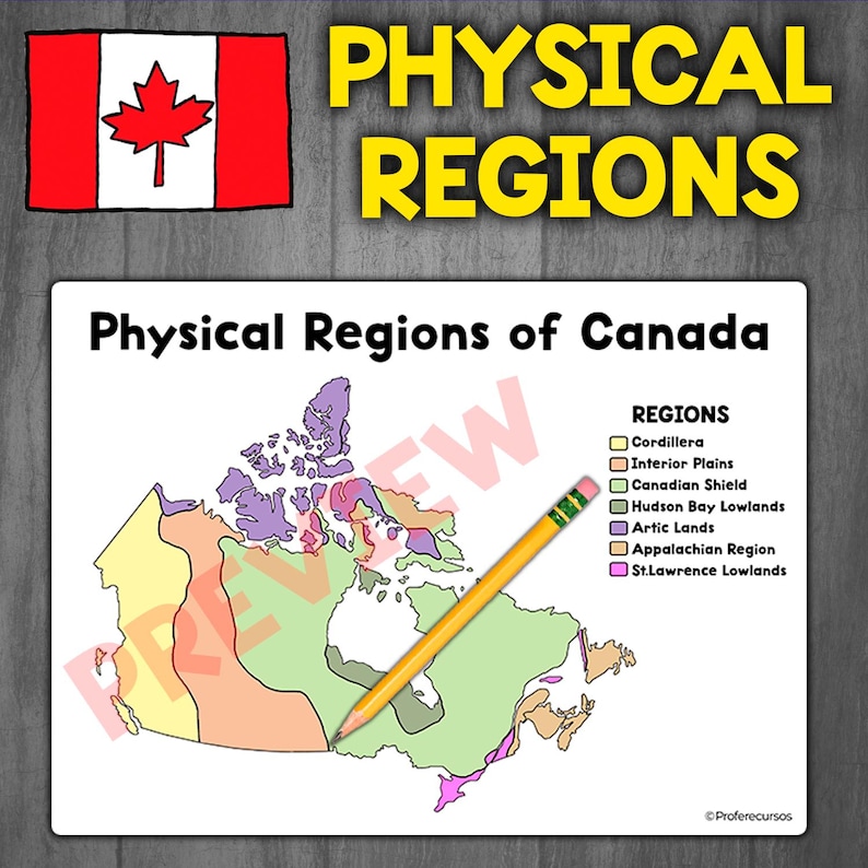 Physical Regions of Canada Map Activity Worksheet | Canadian Geography