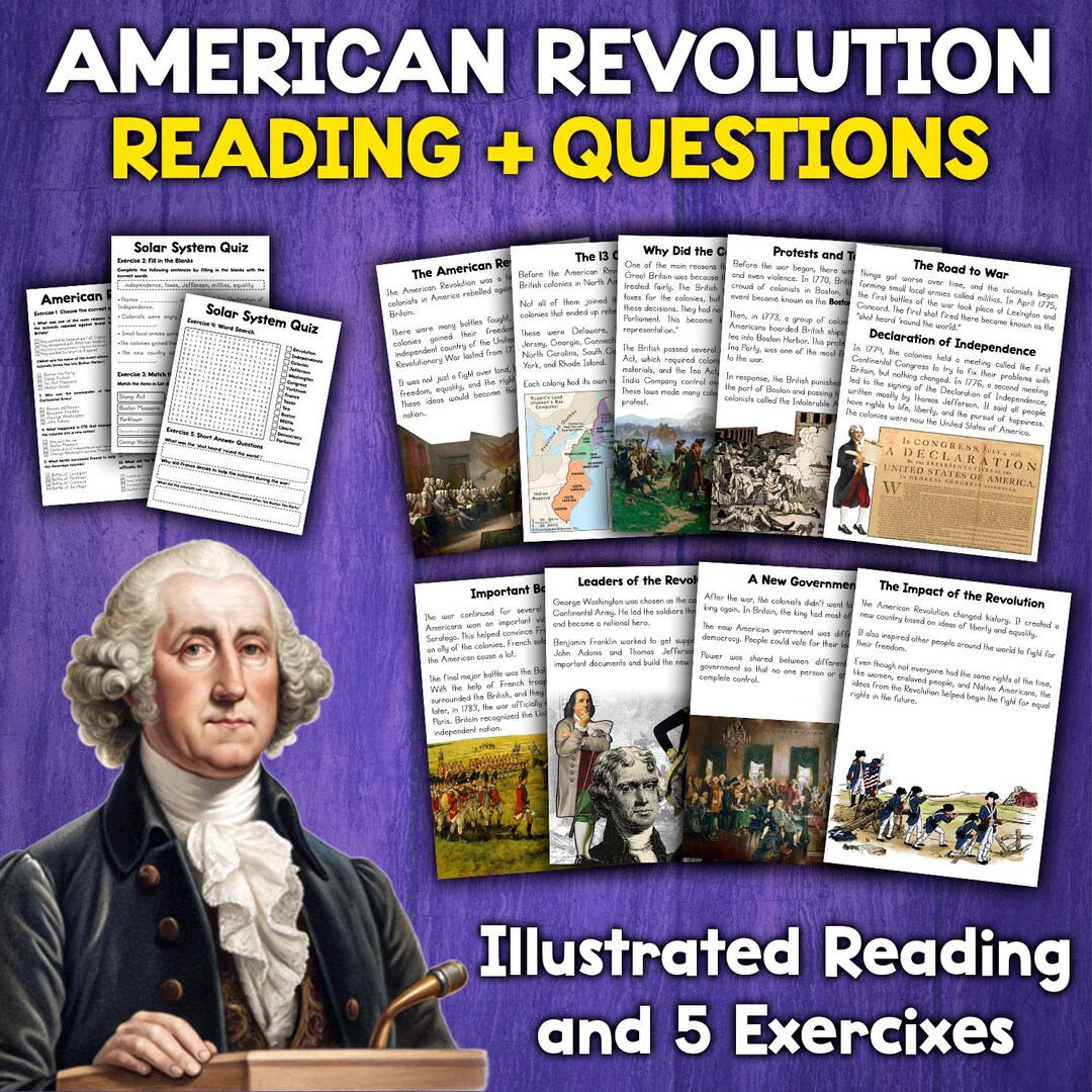 American Revolution Reading Comprehension Passages + Questions ...