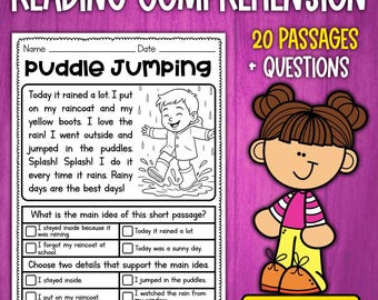 Identifying the Main Idea Reading Comprehension Passages | First Grade Reading