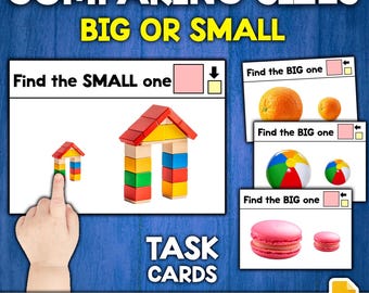 Aufgabenkarten zum Größenvergleich | Große und kleine Sortieraktivität | Aktivitätsspiel nach Größe sortieren