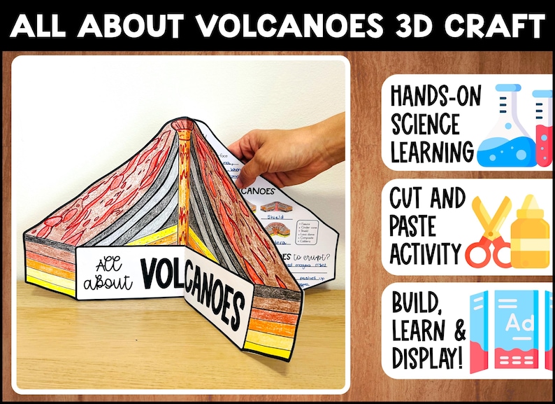 All About Volcanoes 3D Craft | Hands-on Science Project | Volcano ...