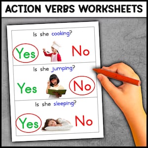 Action Verbs Worksheets Activities | Picture Cards for Autism | Special Education Printbable resource | Speech Therapy Autism Activity