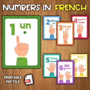 Flashcards de números franceses 1 a 10 | Números em francês | Cartões de números em francês | Aprendendo números em francês | Aprenda a contar em francês