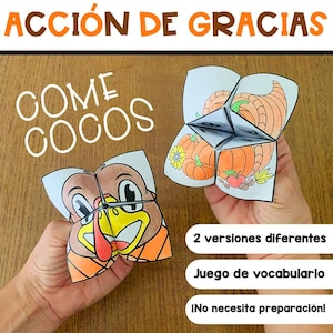 Spanish Thanksgiving Activity | Actividad en Español de Acción de Gracias | Juego de Vocabulario para Estudiantes | Día de Acción de Gracias