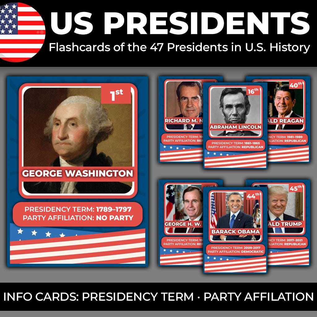 US Presidents Flashcards President Day Activity US History Activity US ...