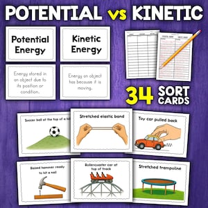 Attività di ordinamento delle carte sull'energia potenziale e cinetica | Tipi di attività di smistamento dell'energia per bambini