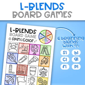 L-blends Board Games L-blends No Prep Activities Beginning blends Activities Literacy and Phonics Activities Beginning Blends Activity Pack