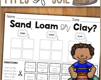 Arten von Bodensortieraktivitäten | Arbeitsblatt „Bodeneigenschaften“ | Ausschneiden und Einfügen-Aktivität | Sand, Lehm und Ton