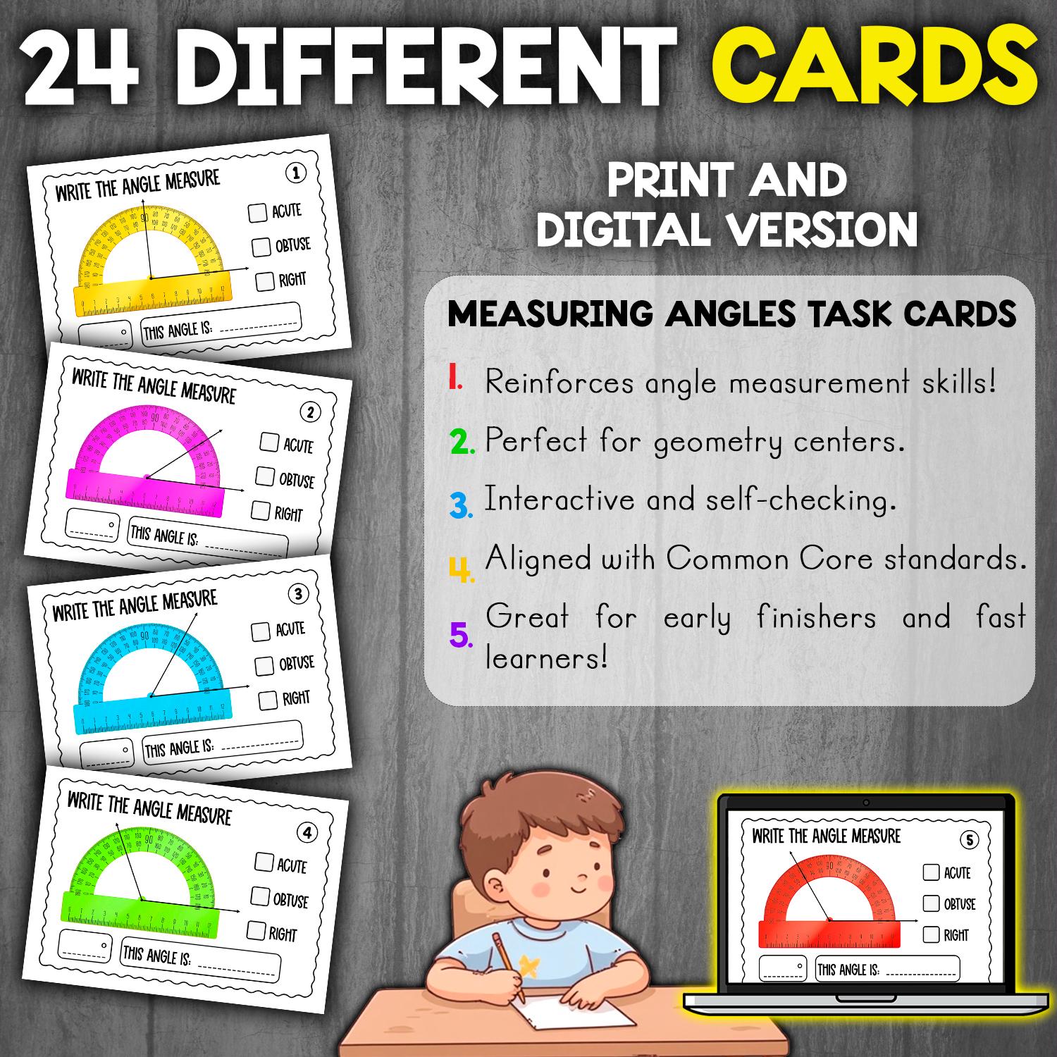 Measure angles with a protractor. Read the angle on the protractor and wr.., image size:1500x1500