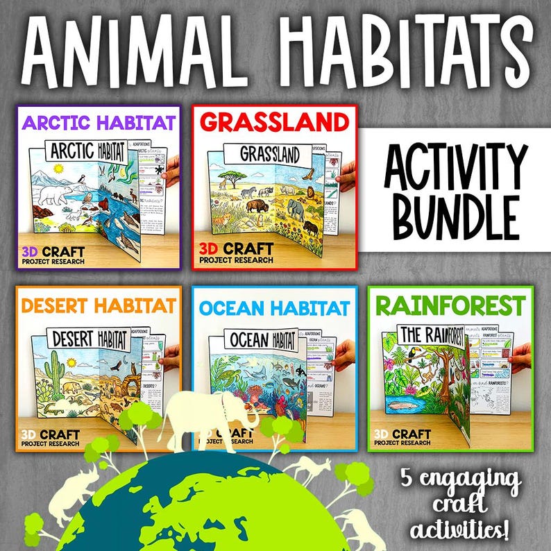 Animal Habitats & Biomes 3D Craft Activity Bundle | Ecosystems Science ...