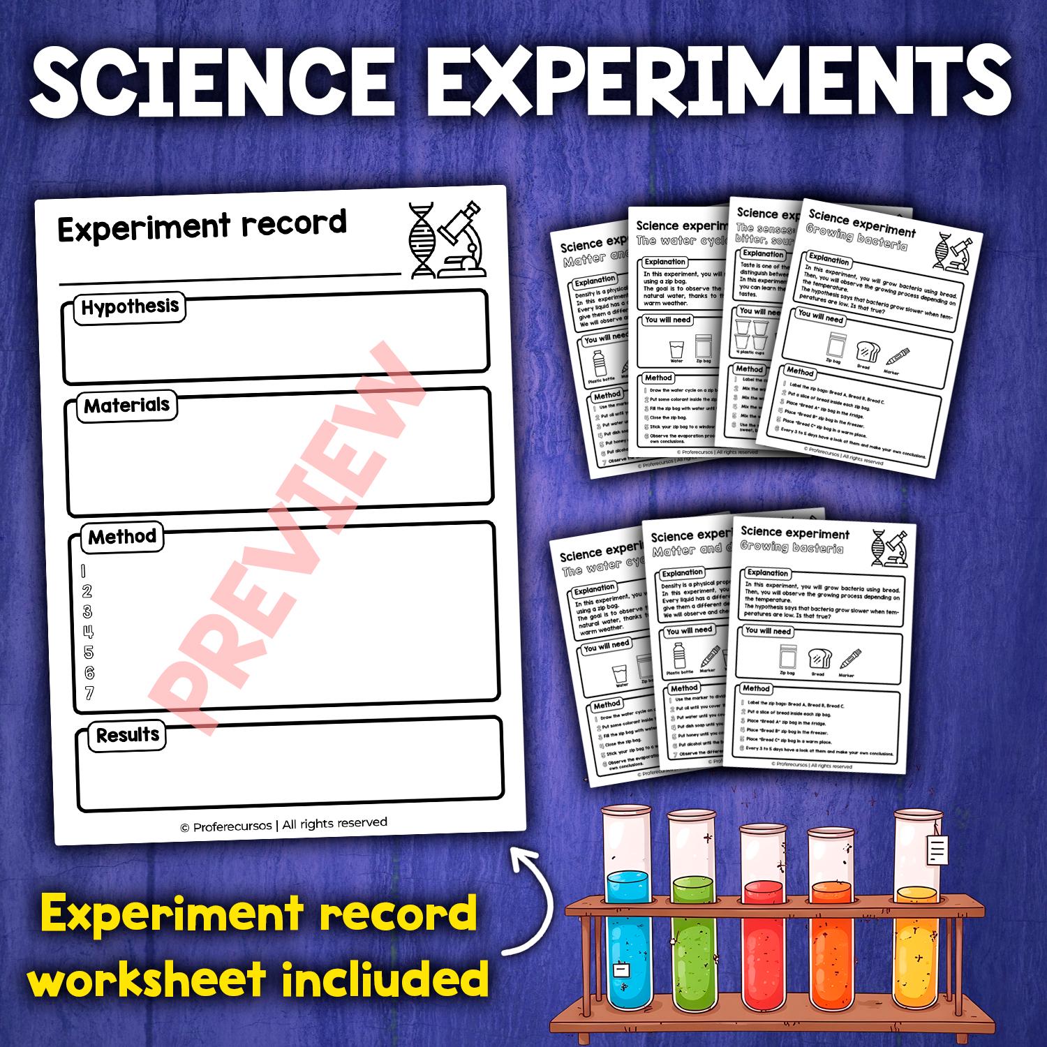 Science Experiments Activity | Worksheets + Recording Sheet ...