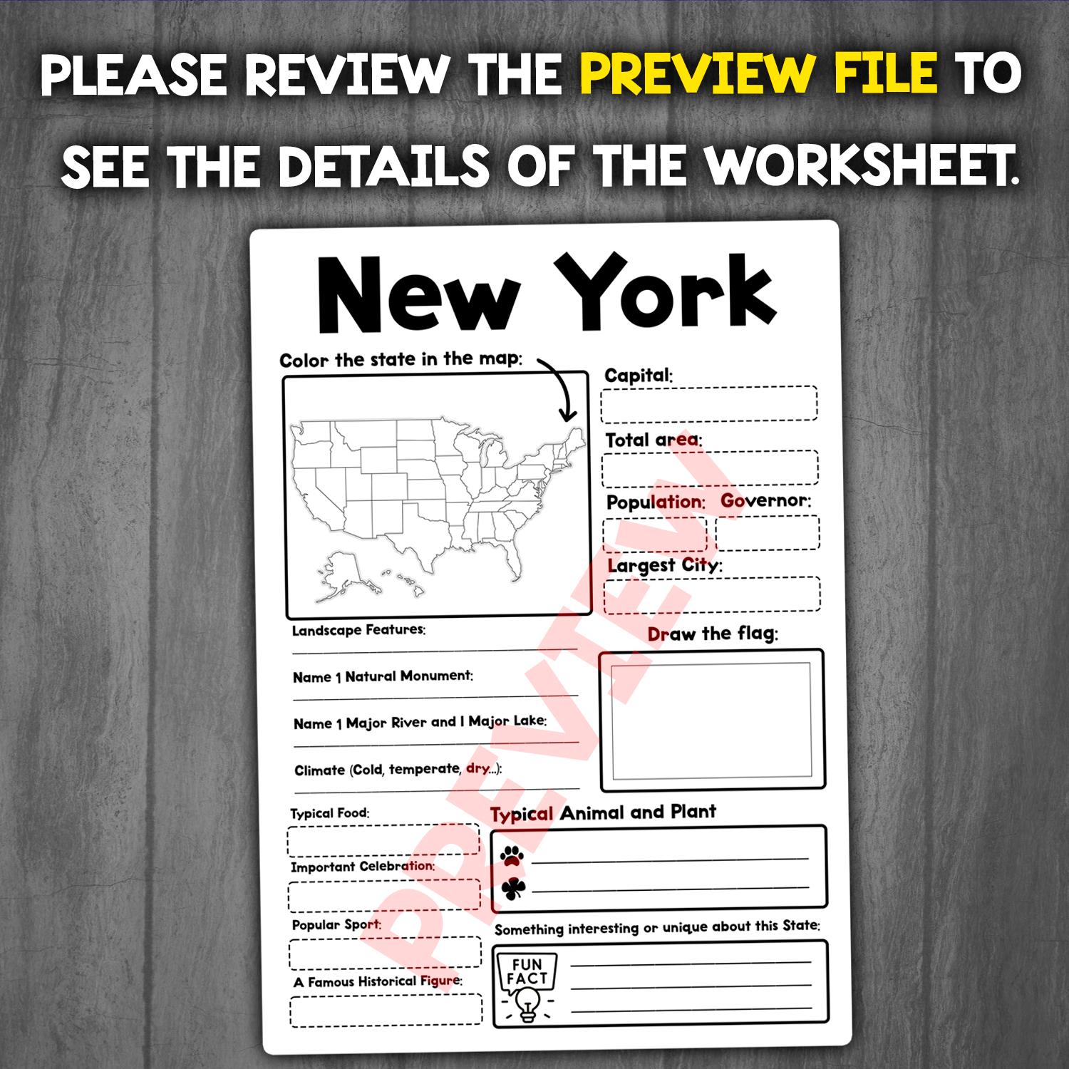US States Research Project Worksheets | United States Geography ...