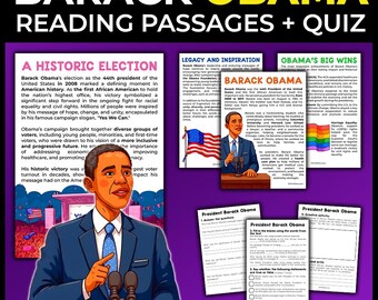 Black History Month Reading Comprehension All About Barack Obama - Etsy