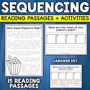 May include: A black and white printable worksheet with the title "How Does Popcorn Pop?" and "What are the steps of how popcorn pops?"  The worksheet includes a reading passage about how popcorn pops and a graphic organizer for students to write the steps of how popcorn pops.  The worksheet also includes an answer key.