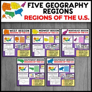 Régions géographiques des États-Unis | Région du Midwest, Région du Sud-Est, Région du Sud-Ouest, Région du Nord-Est, Région de l'Ouest