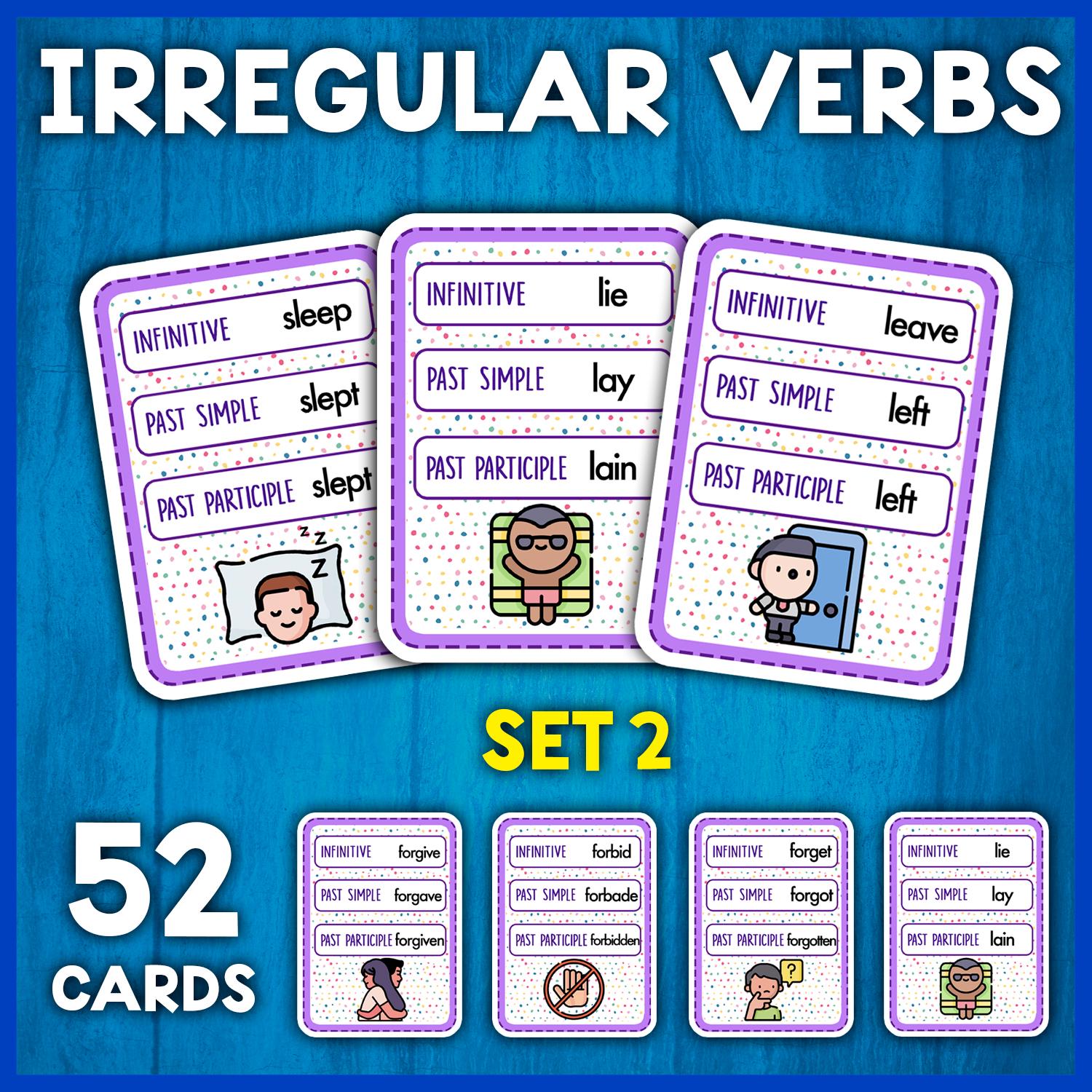 Irregular Verbs Cards SET 2 | Infinitive + Past Simple + Past ...