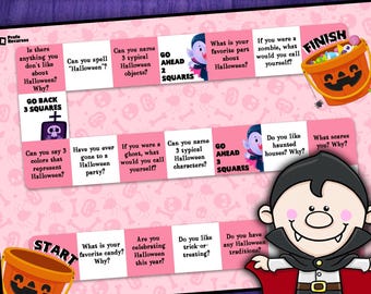 Halloween Board Game and Centers | ESL Speaking Activity | English Speaking Games | English Learners Activity | Halloween Speaking Game