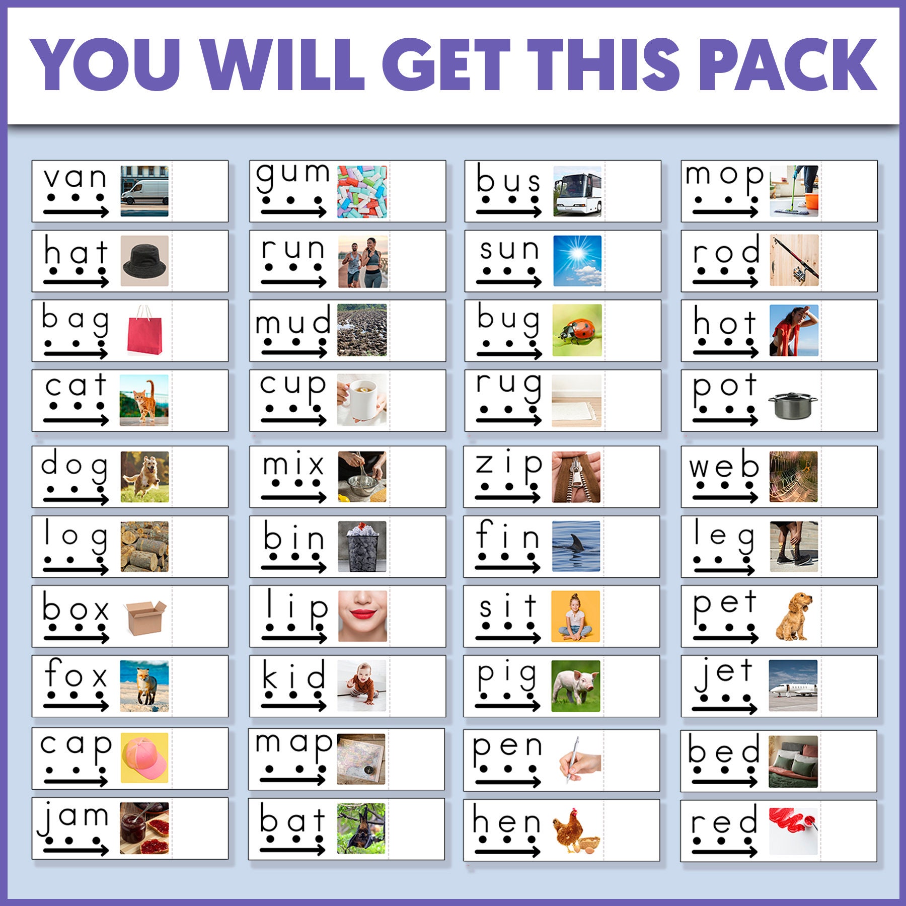 CVC Words Read and Reveal Cards CVC Words and Phonics Reading Cards ...