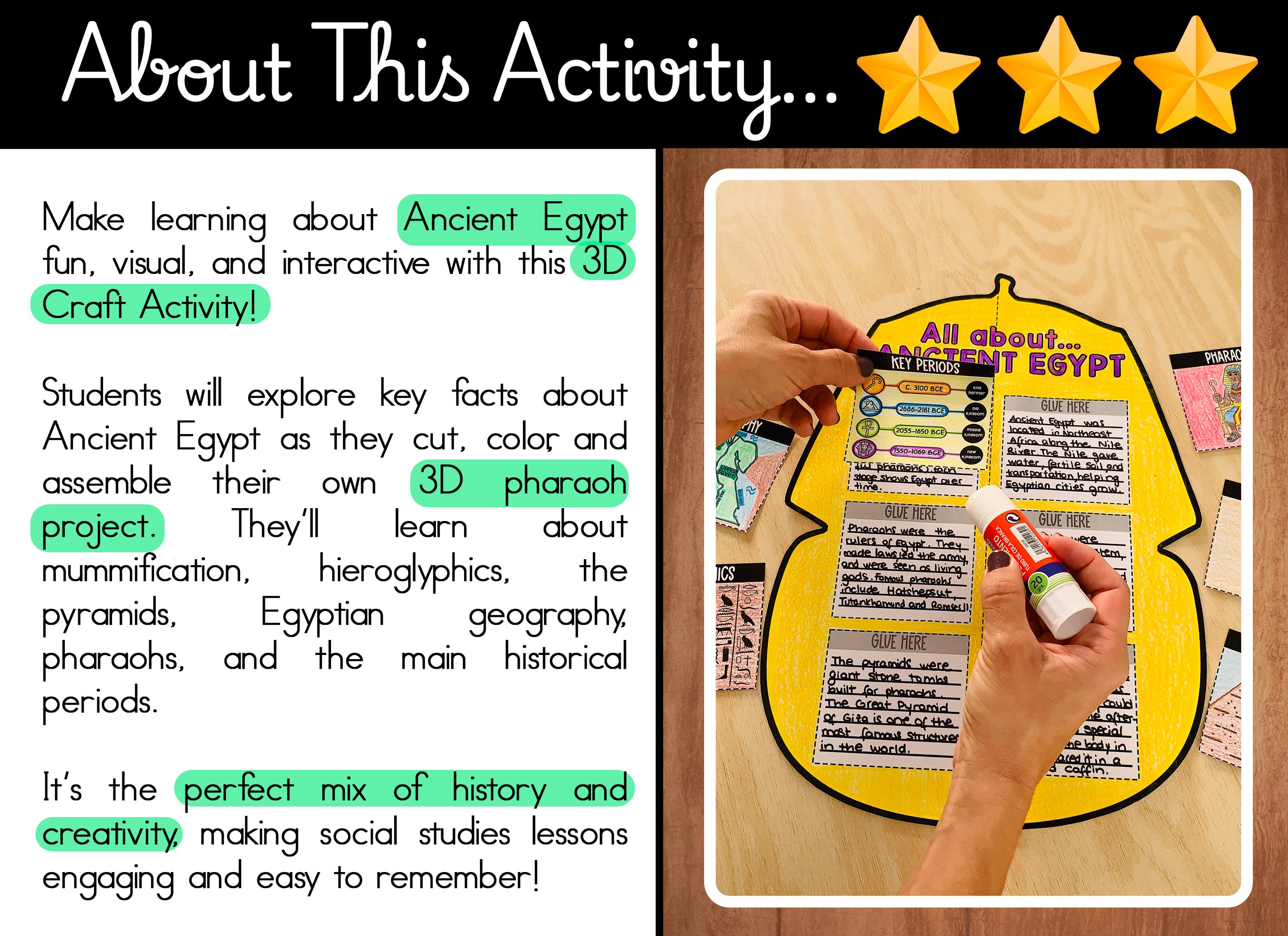 Ancient Egypt Activity Project | Ancient Civilizations | Pharaoh 3D ...
