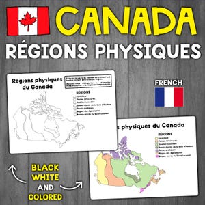 FRENCH Physical Regions of Canada Activity | Régions Physiques du Canada Activity Worksheet