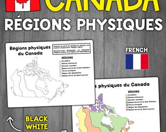 FRENCH Physical Regions of Canada Activity | Régions Physiques du Canada Activity Worksheet
