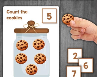 Cookies Counting Activity for Preschool | Montessori Math Activity | Toddler Learning Folder | Activity to Practice Counting