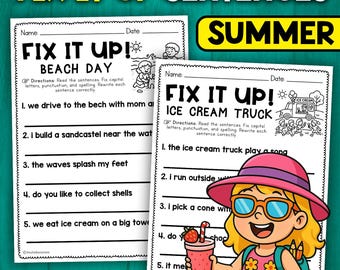 Schreibaktivitäten im Sommer | Sätze verbessern | Groß- und Kleinschreibung