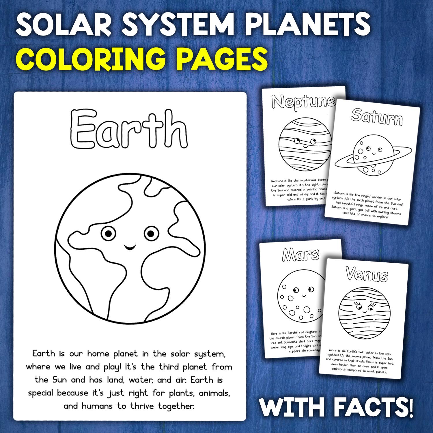 Solar System Planets Coloring Pages | Description and Facts About Planets | Planets of Solar System for coloring