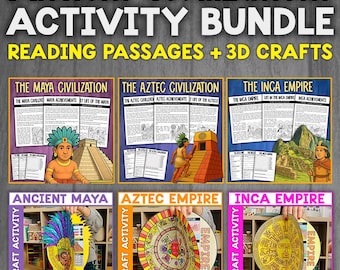 Ancient Civilizations Bundle | Mayan, Aztec, and Inca Crafts + Reading Passages