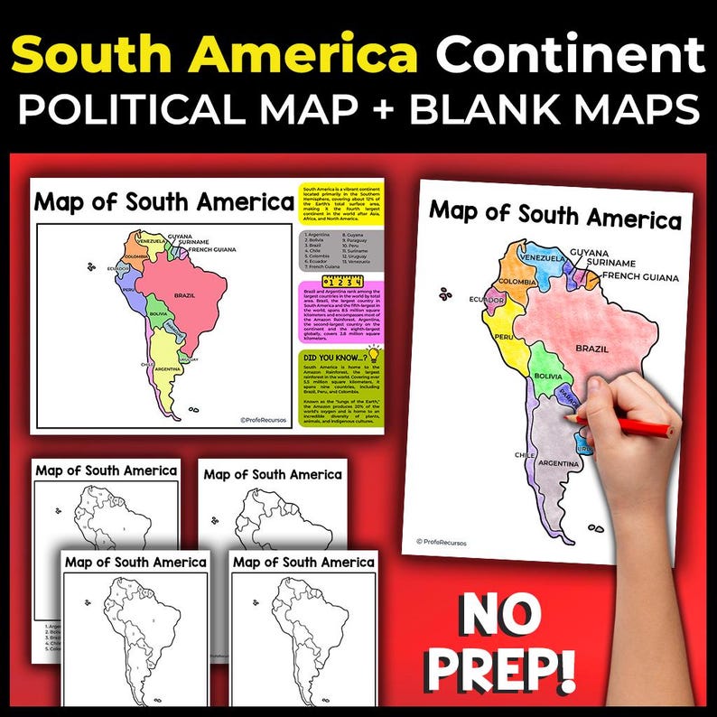 Maps of South America Political Map of South America Countries Blank