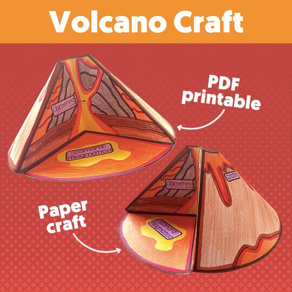 Modèle de volcan, artisanat de volcan pour les enfants, artisanat de volcan pour les enfants, modèle de volcan imprimable, PDF imprimable de volcan, artisanat de volcan