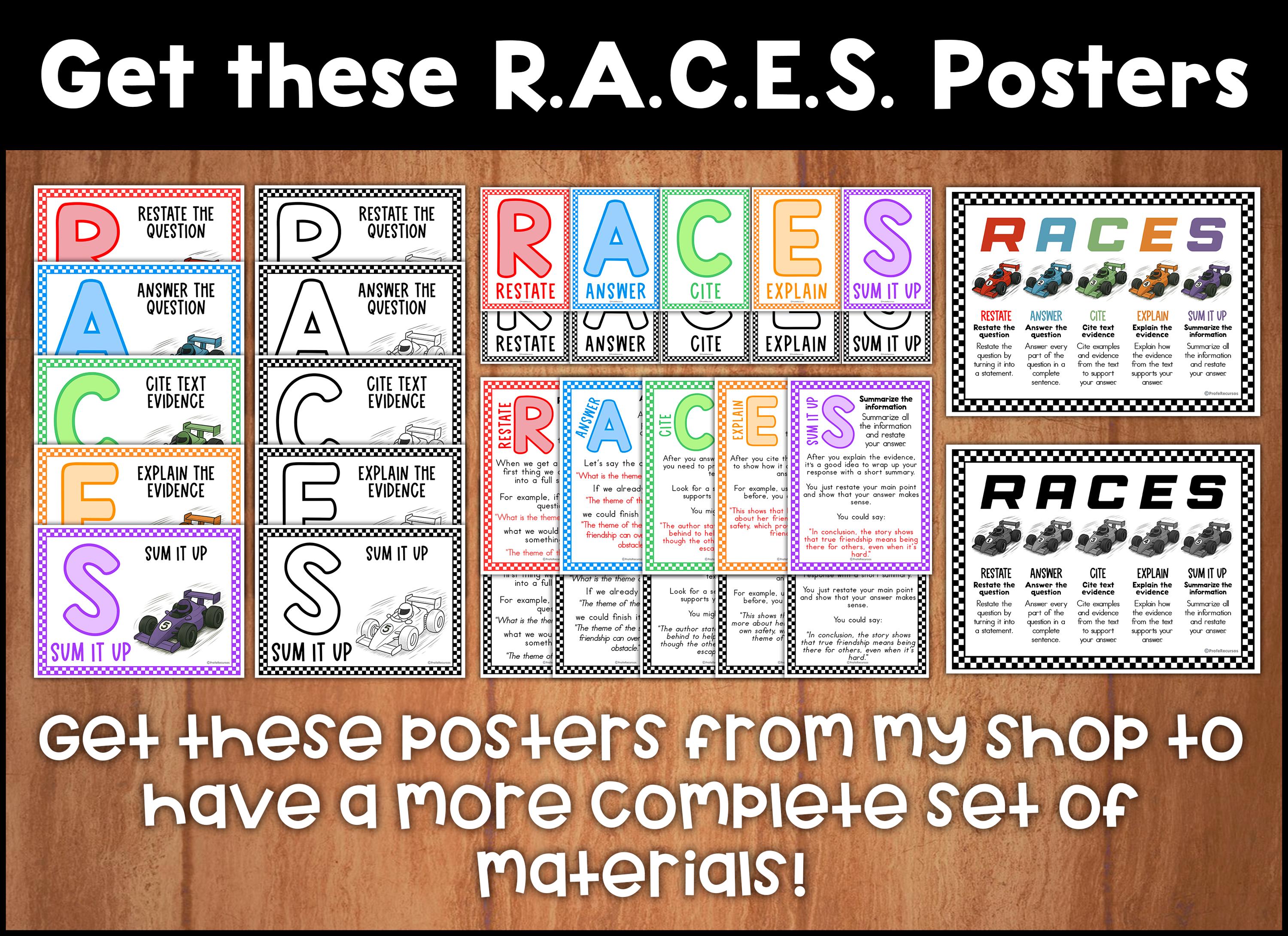 Free Races Worksheet RACES Strategy Practice | Writing Activities | Text Evidence Reading ...