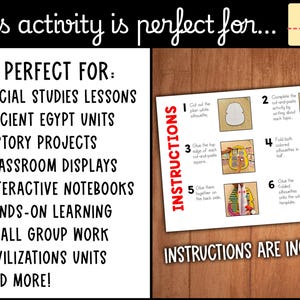 May include: Educational activity sheet with instructions for a cut-and-paste project. The sheet includes steps for completing the activity, with the text "INSTRUCTIONS ARE INCLUDED!" and "PERFECT FOR:" followed by a list of educational applications.