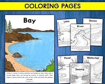 Landvormen en waterlichamen Geografie Activiteit voor kinderen Landvormen Activiteit Waterlichamen Activiteit Landvormen Kleurplaten