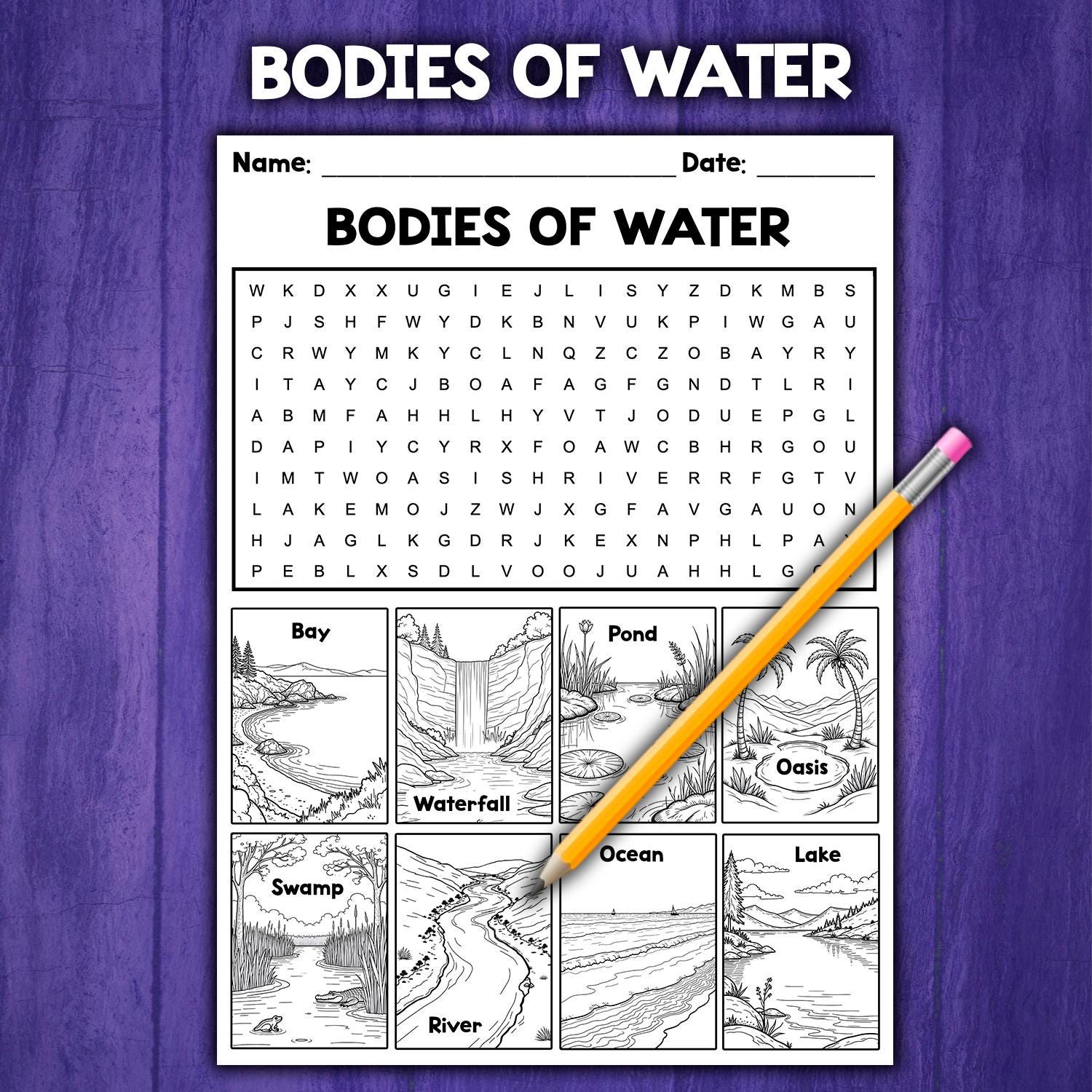 Landforms and Bodies of Water Activity Word Search | Coloring Pages ...