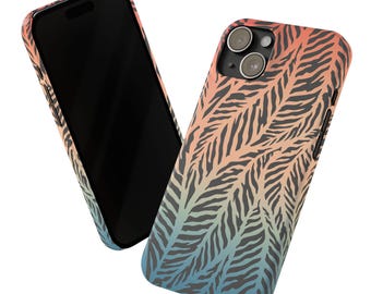 Tropical Leaf iPhone Case | Palm Leaf Phone Cover | Green Jungle Slim Case | Clear Aesthetic iPhone Case | Summer Vibes Protective Case