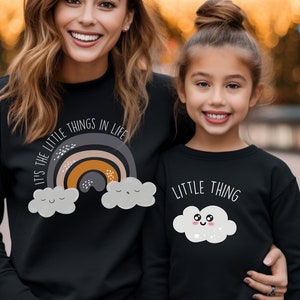 Mommy & Me Matching Shirts, Little Things Cute Mom and Toddler Matching Sweatshirt, Long Sleeve, Christmas Gift Idea, Mom and Toddler, Women