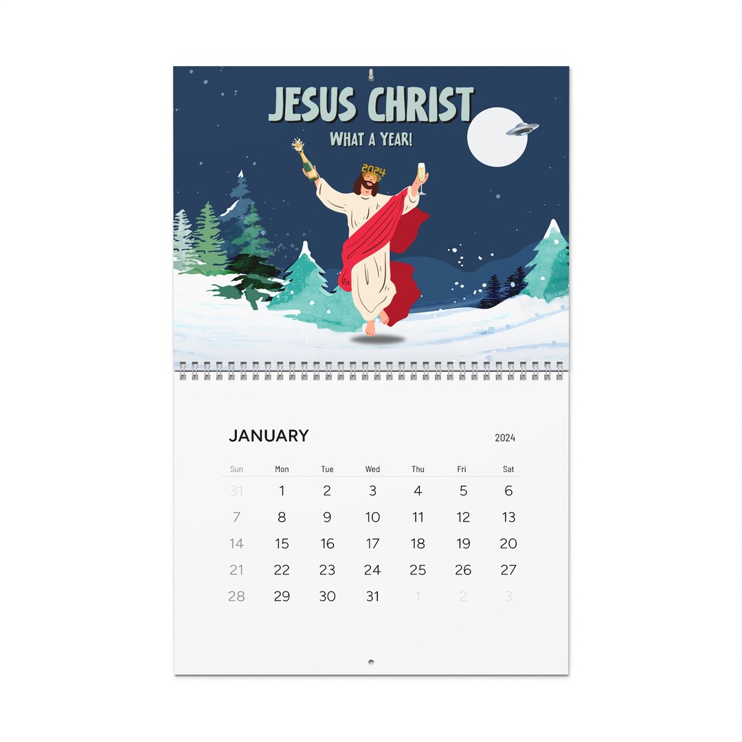 JésusChrist, quelle année Calendrier mural 2024, Calendrier mural drôle du Nouvel An