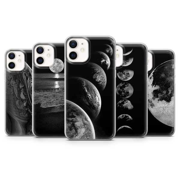 Moon Phone Case, Space Cover for iPhone 15, 14, 13 12 11 Pro, XR, Samsung A13, S22, S21 FE, A40, A72, A52, Pixel 6a