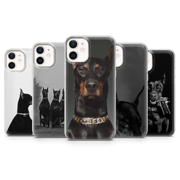 Dobermann Handyhülle Hunde Cover für iPhone 15, 14, 13 12 11 Pro, XR, Samsung A13, S22, S21 FE, A40, A72, A52, Pixel 6a