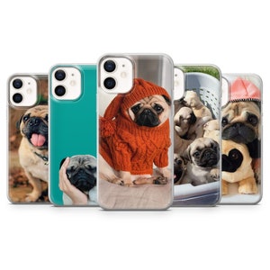 Pug Phone Case Puppy pug Cover for iPhone 15, 14, 13 12 11 Pro, XR, Samsung A13, S22, S21 FE, A40, A72, A52, Pixel 6a