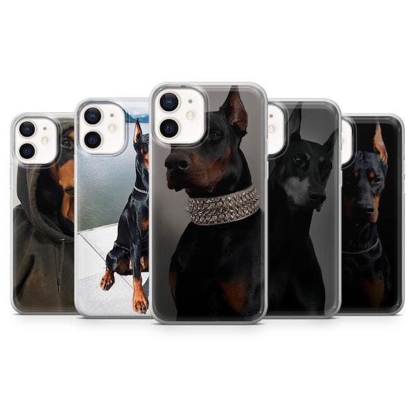 Dobermann Handyhülle Schwarz für iPhone 15, 14, 13 12 11 Pro, XR, Samsung A13, S22, S21 FE, A40, A72, A52, Pixel 6a