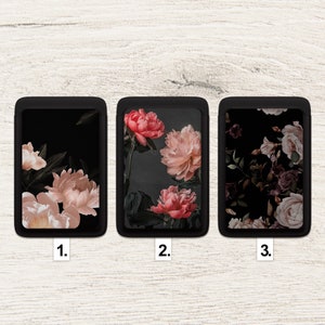 Blumen Magnetverschluss, Vintage Kartenhalter für iPhone 14, iPhone 13, iPhone 12 Modelle, Mini Karte, personalisierte Handytasche