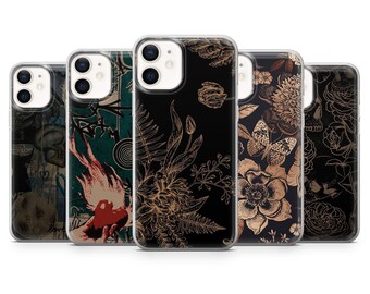 Vintage esthetiek telefoonhoesje bloemen Cover voor iPhone 15, 14, 13 12 11 Pro, XR, Samsung A13, S22, S21 FE, A40, A72, A52, Pixel 6a, 7