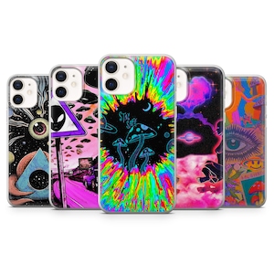 Psychedelic Trippy Phone Case Visuals Colours Cover for iPhone 14, 13 12 11 Pro, XR, Samsung A13, S22, S21 FE, A40, A72, A52, Pixel 6a, 7