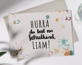 School enrollment cards &quot;you are a schoolchild&quot; | Folding card or postcard