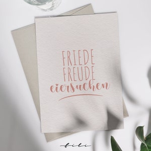 Osterkarte Friede Freude Eiersuchen | Klappkarte oder Postkarte