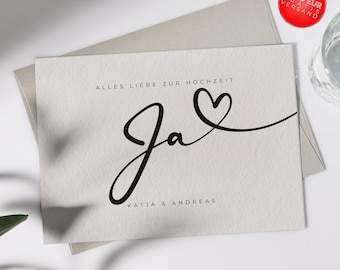 Hochzeitskarte "Ja" | Klappkarte oder Postkarte